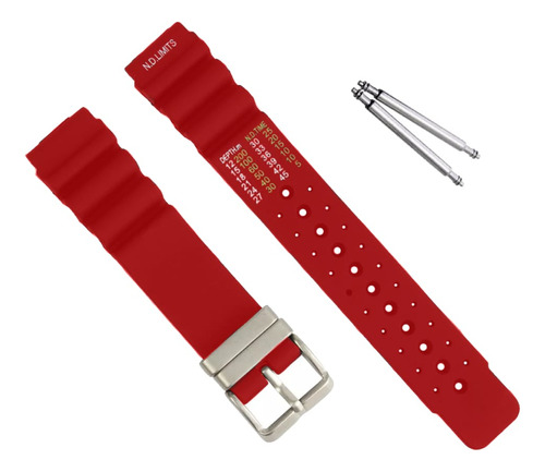 Pulseira 20mm Silicone Compatível Relogio Citizen Aqualand Cor Vermelho