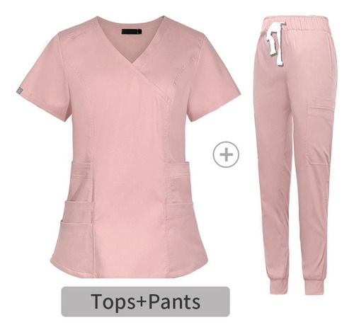 Mujeres Enfermera Uniforme De Enfermería Top Y Pantalones V