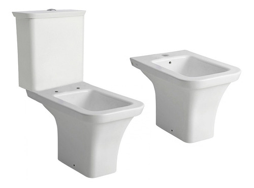 Inodoro Largo Ferrum Milena + Deposito Descarga Dual + Bidet