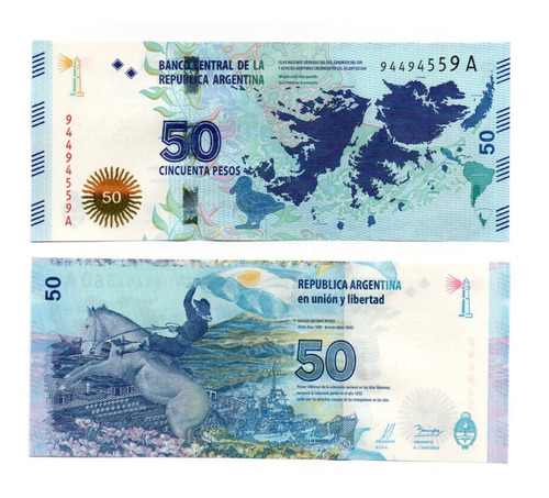 Billete 50 Pesos Conmemorativo Islas Malvinas Serie A Unc