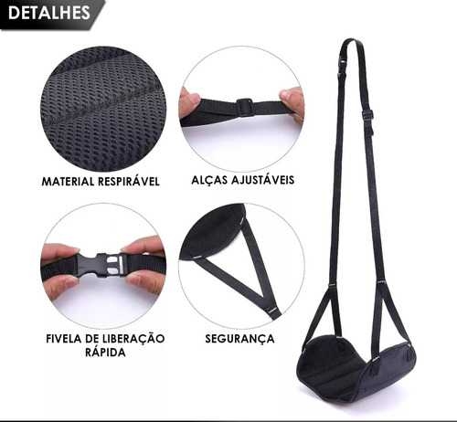 Kit Almofada Extensor Assento + Rede De Pé Avião Trem Viagem Cinza Liso