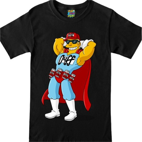 Remera Negra Estampada De Duffman De Los Simpson