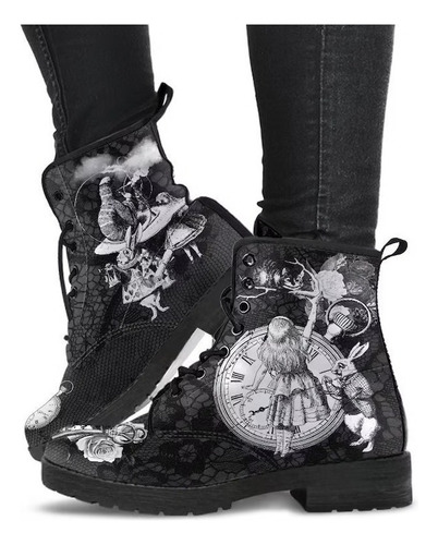 Botas De Mujer De Caña Baja Con Estampado De Calavera