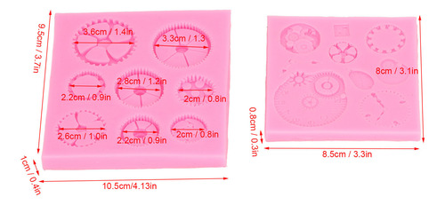 Molde Para Fondant Cogs, 2 Piezas, Gears Cake, De Silicona,