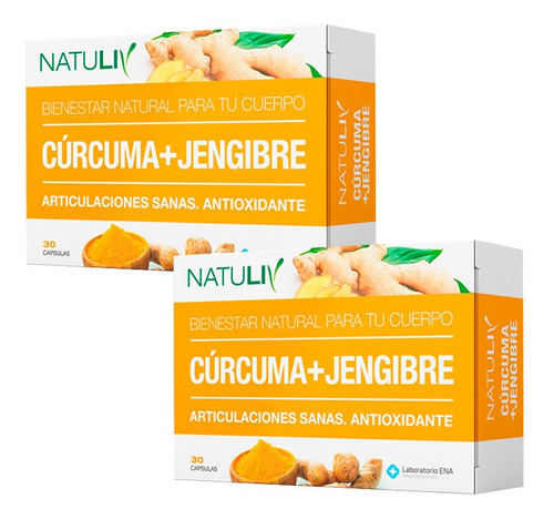 Cúrcuma + Jengibre 60comp Natuliv Promo X 2 Unidades Articulaciones Sanas