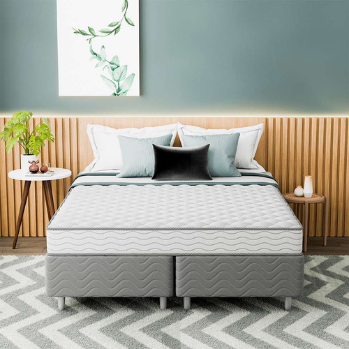 Cama Box Com Colchão Queen Howie Espuma D45 (17x158x198) ... Cor Branco