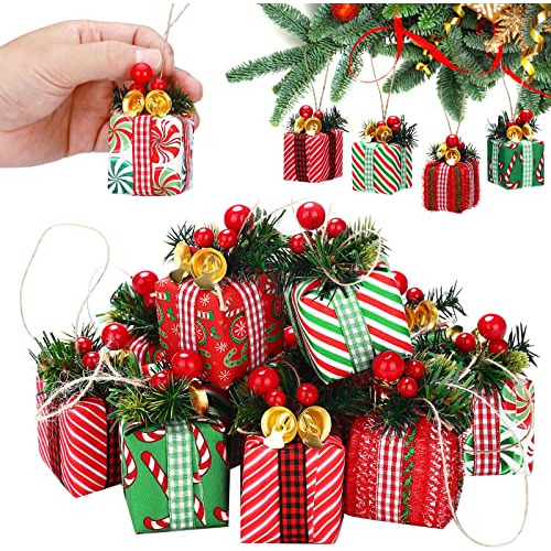 12 Piezas De Mini Cajas De Regalo Árbol De Navidad, Ad...