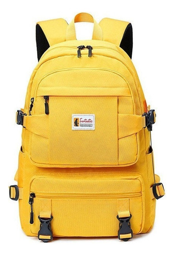 Mochila A La Moda Morral Amarillo Impermeable Tela Oxford