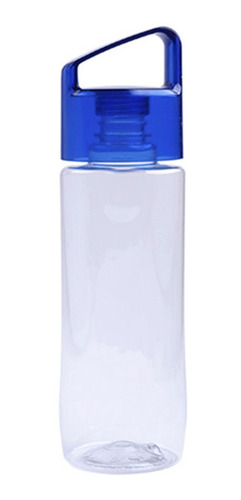 Paquete De 5 Cilindro De Plástico Con Taparrosca Cap 655ml Color Transparente Con Tapa Azul