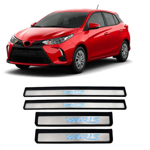 Soleira De Porta Iluminada Yaris 2019 Á 2023 Inox Cromo Led