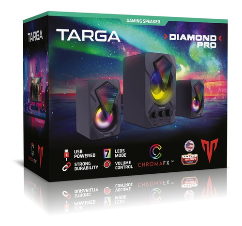 Imagen 4 de 8 de Parlante Para Pc Targa Diamond Pro 8w Usb Luz Led Gamer