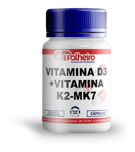 Vitamina D3 10.000 Ui + Vitamina K2 Mk7 120mcg 120 Cápsulas Sabor Sem sabor