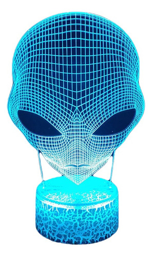 Lámpara 3d Alien Led + Control Remoto 16 Colores Lava Base