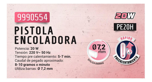 Imagen 2 de 5 de Pistola Encoladora 20 W Pink Power By Dowen Pagio 9990554