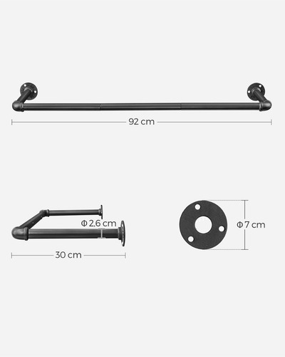 Percheros De Pared Songmics Juego X 2 Industriales Color Negro
