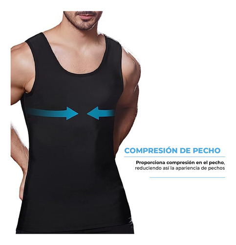 Imagen 3 de 5 de Camiseta Interior Hombre Moldea Abdomen Cintura Reduce Talla