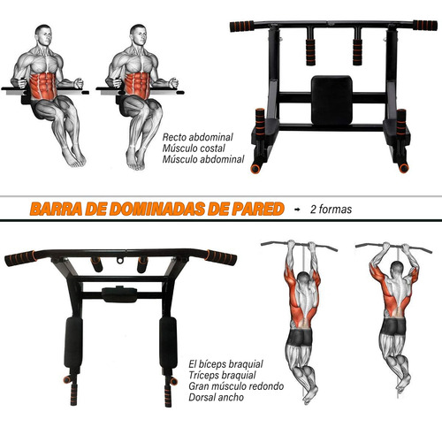 Barra De Dominadas Multifuncional Para Pared Gym Resistente