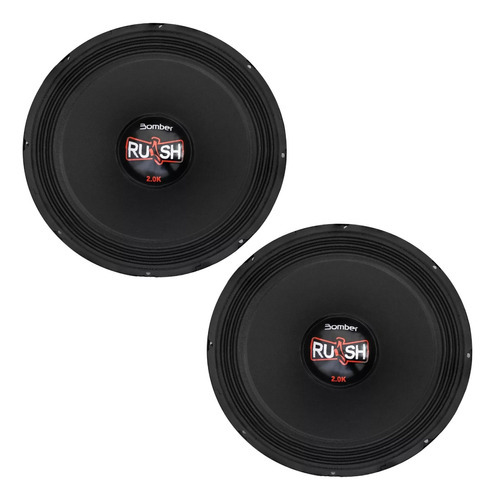 2 Woofer Profissional Bomber Rush 12 2.0k 1000 Rms 8 Ohms Cor Preto