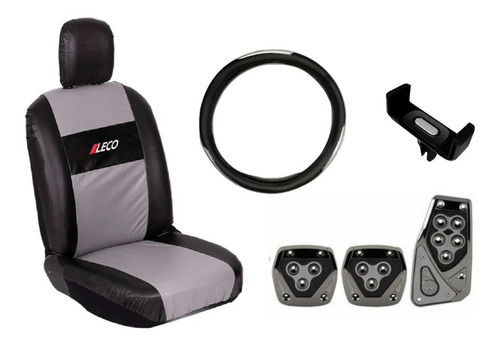 Kit Asiento Auto Cuerina + Cubre Volante + Pedalera + Regalo