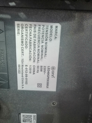 Televisor Onn Led49gpe6300ui Desarme Venta Solo X Pieza (Usado)