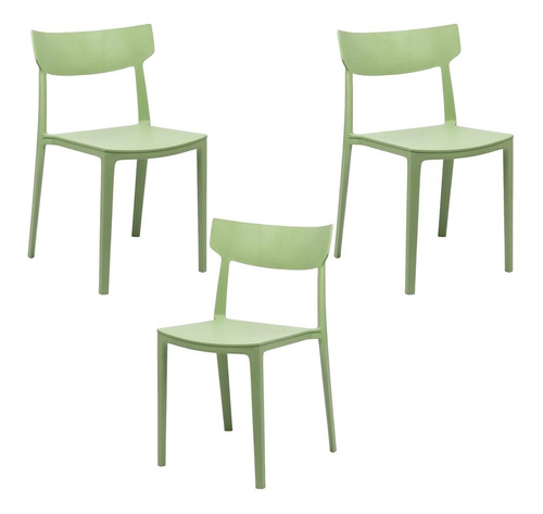 Silla Rio Pack X 3 Plástica Apilable Cocina Comedor Colores