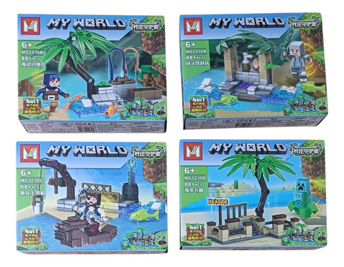Kit De 4 Cajas De Bloques Para Armar Minecraft Didactico 352 Modelo 2