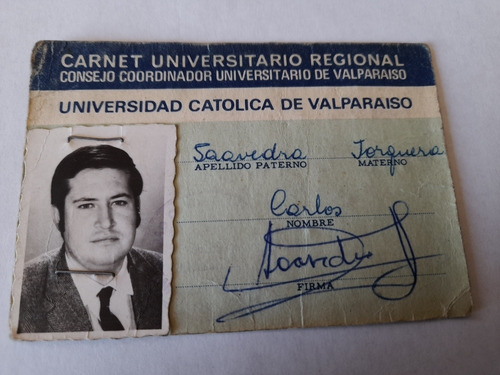 Carnet Escolar Universitario 1972 U.catolica (ff534