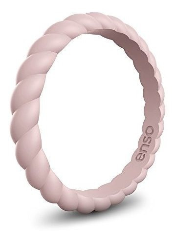 Enso Womens Braided Silicone Ring Pink Sand Tamaño: 6