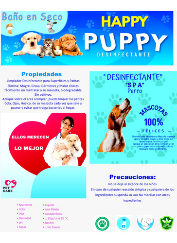 Happy Puppy Desinfectante Shampo En Seco Para Mascotas