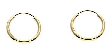 14k Oro Redondo Flexible Fina Continua Sin Fin Arete De Aro 