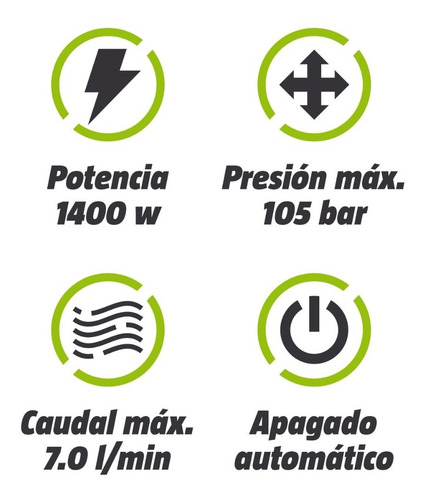 Hidrolavadora Alta Presión Kroner 1400w 105/b Autostop + Acc
