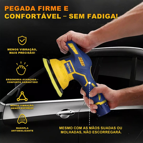 Politriz Automotiva Lixadeira Orbital Sem Fio 2 Baterias