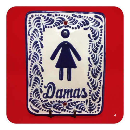 Imagen 1 de 2 de Jgo. 2 Placas Talavera Poblana P/baños: Hombre Mujer M13 Plc