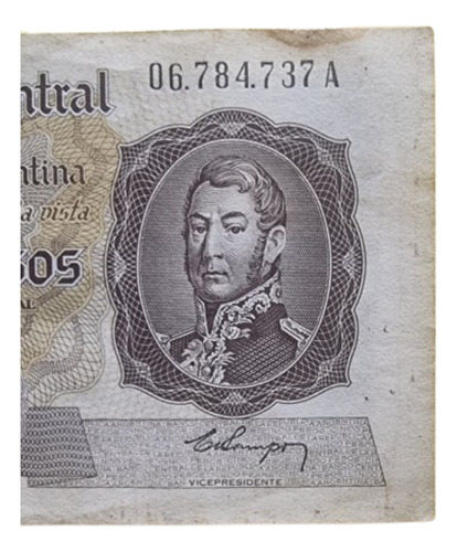 Billete De 5 Pesos - Moneda Nac. Rep. Arg. - Serie A (Usado)