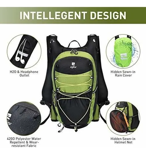Mochila Para Senderismo Con Bolsa De Agua Con Manguera Verde