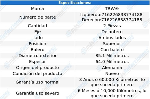 Par Bases Amortiguador Delanteras Superiores Yaris 04-05
