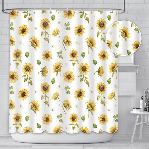 Cortina De Ducha Con Diseño De Girasol, 180 X 180 Cm,floral