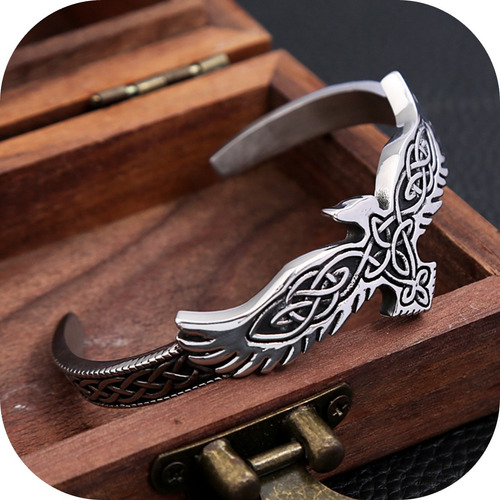 Pulseira Viking Fênix Bracelete Aço 316l Prata Ajustável Top Comprimento 0 Cm Diâmetro 0 Cm