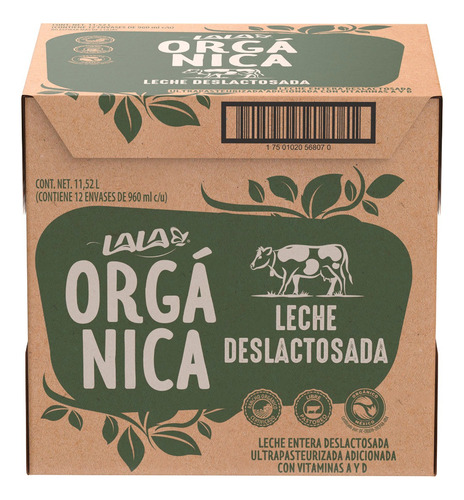 Uht Lala Orgánica Desl 960ml Ue. Pack 12 Pza De 960 Ml