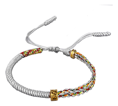 Pulsera Tibetana Mantra De Cuentas Protección Hilo Ajustable Gris 16 Cm 8 Cm