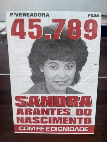 Santinho Político Sandra Arantes Do Nascimento Vereadora