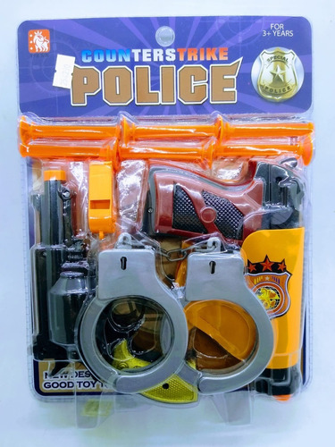 Set Policia Pistola Revolver Esposas Dardos Bochatoys