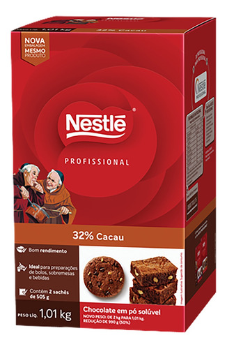 Chocolate Solúvel 32% Cacau Profissional Nestlé  sem glúten caixa 505 g 2 u