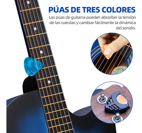Guitarra Clásica Bigview 38in para Diestros Color Azul Abs Mate