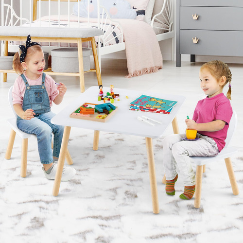 Costzon Juego De Mesa Y Silla Para Niños 3 Piezas De Mesa De Color
