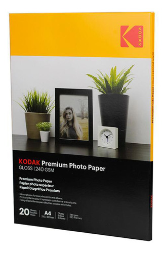 Papel Fotográfico A4 Premium Kodak 240g Gloss 20 Folhas