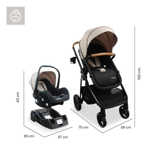 Coche Para Bebe Tipo Moises + Portabebe Cosmos Bebesit Color Beige