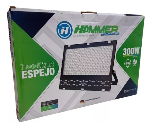 Reflector Tipo Espejo 300w Luz Fria (blanca) 6500k Hammer