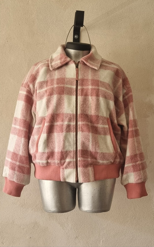 Chamarra Bomber Polar Abrigo A Cuadros Mujer Tall Extra Xxl