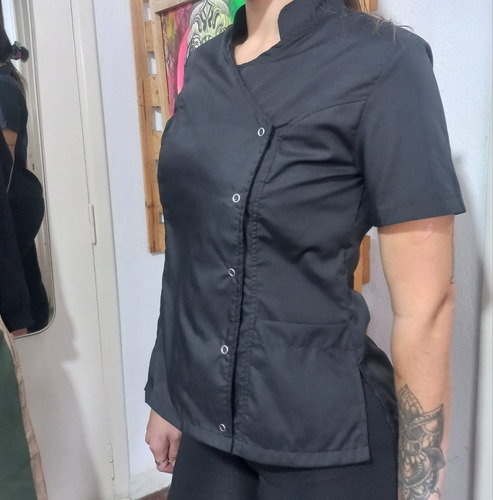 Ambo Mujer Estetica Peluquerias Negro Cierre Cruzado M